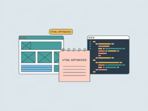 Illustration sur l'optimisation de code HTML et de design web.